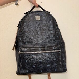 MCM Black and Gray Patterned Backpack